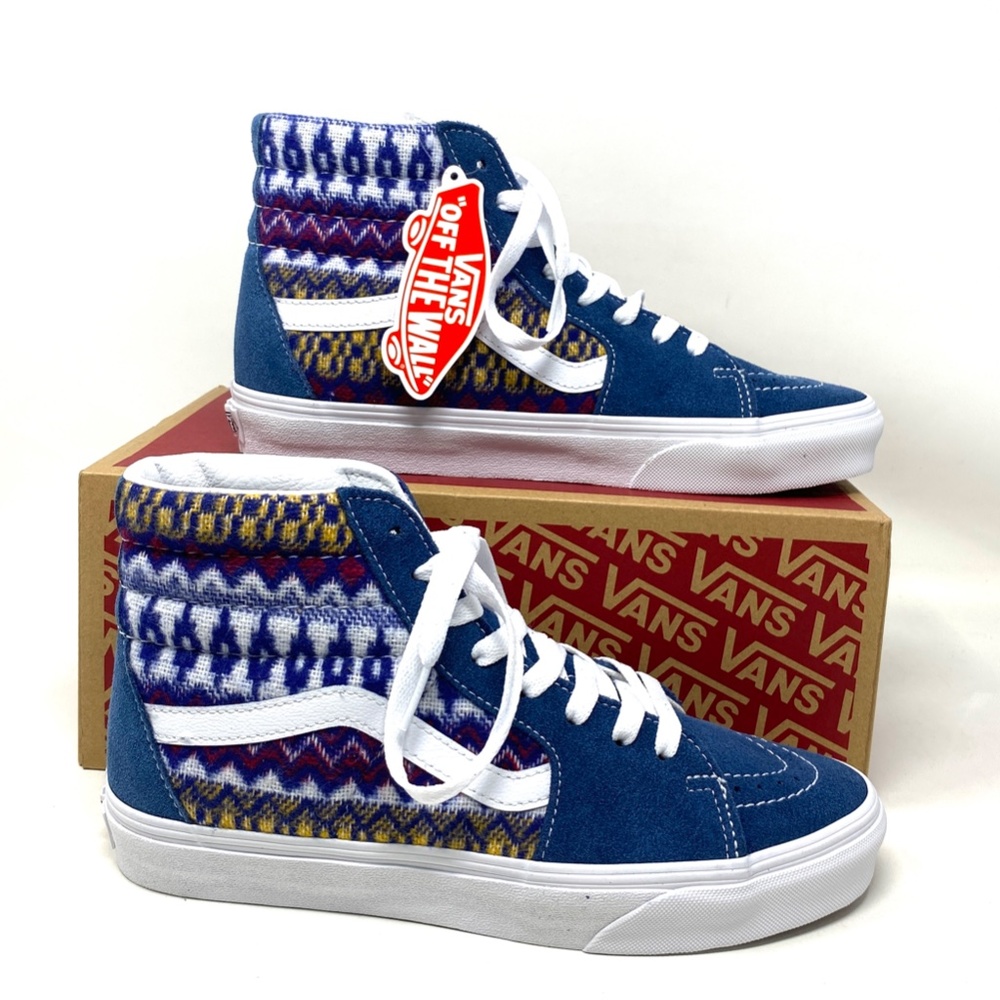 VANS Sk8-Hi Blue Multicolor Women's Suede Canvas Shoes Sneakers Size VN0A7Q5NBER - Picture 7 of 10